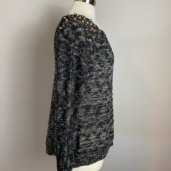 NWTs Crewneck Sweater w/Metallic Metal Shoulder Spikes Whimsygoth Punk Hardware - Picture 3 of 8